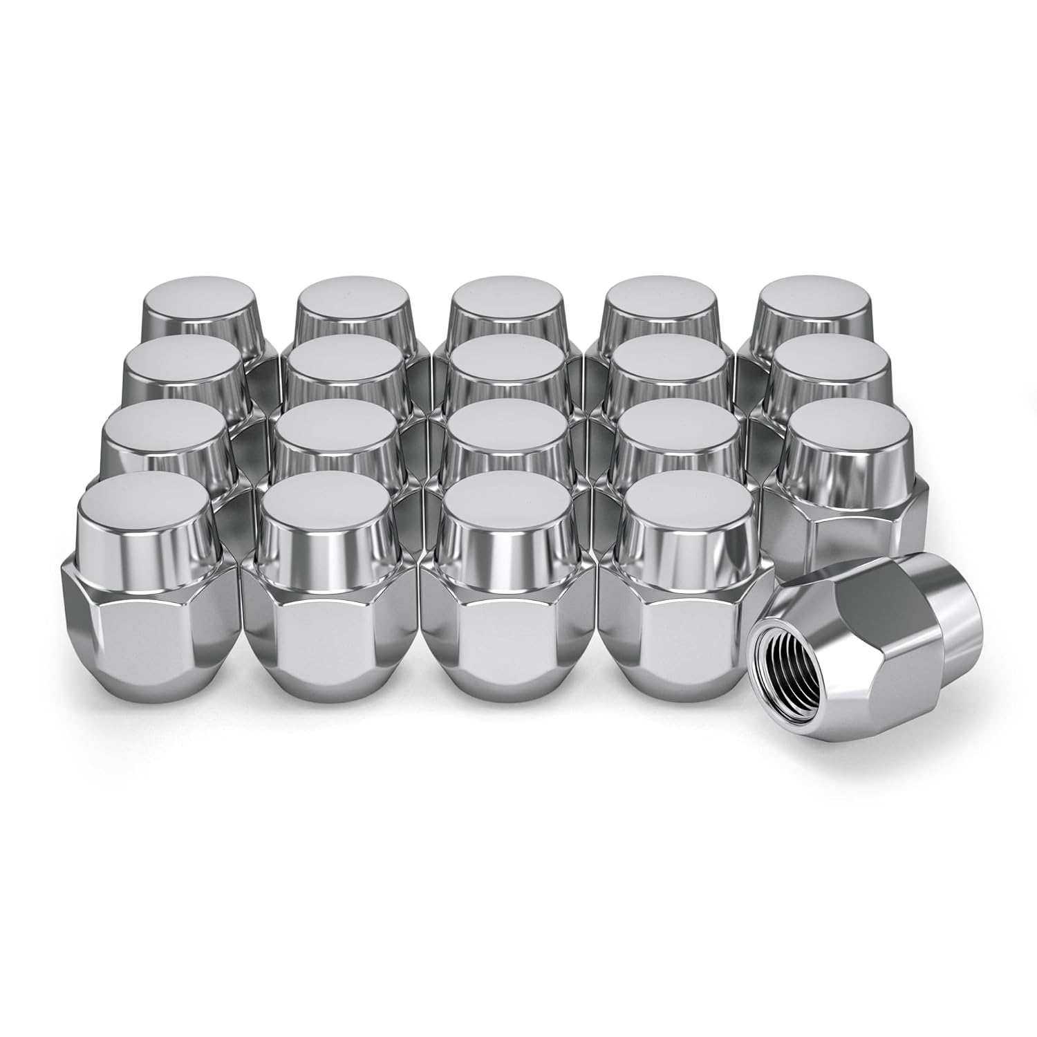 White Knight M12x1.50 Factory Style Lug Nuts for Select Hyundai, Kia and Mazda. Chrome Acorn – WN14107-20AM (20 Pack)
