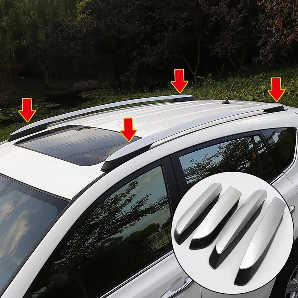 Rooftop Cargo Carrier for Toyota for RAV4 for XA40 2013-2018 4pcs Roof Rack Luggage Bar Rail End Shell Plasitc Protection Cover Cap Silver Roof Racks Boxes