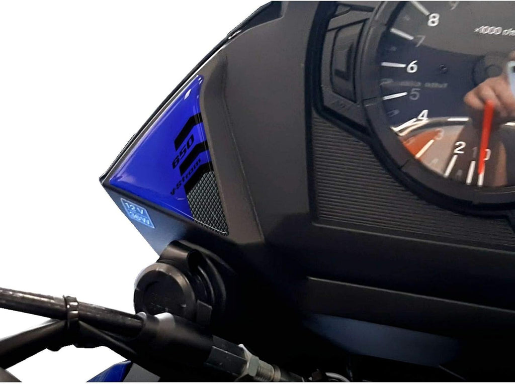 Resin Bike Motorcycle 3D Stickers Compatible with Suzuki V-Strom 650 XT ABS 2020-2021 Black-Blue. Dashboard Protector from Bumps and Scratches. Motorcycle Resin Stickers - Made in Italy