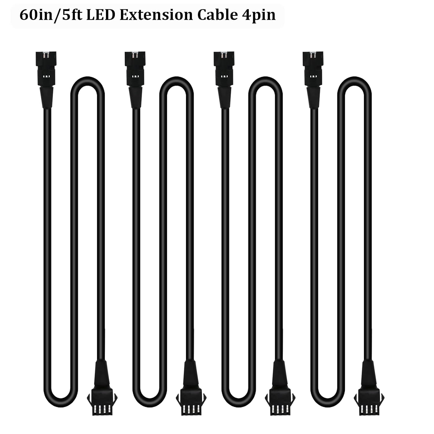 RGB LED Extension Cables, 4PCS 5 Feet Extension Cables and 2PCS 3 Way Y Splitter for Motorcycle LED Strips, Underglow Neon Accent Light Kit, Rock Light Extension Wire Cord