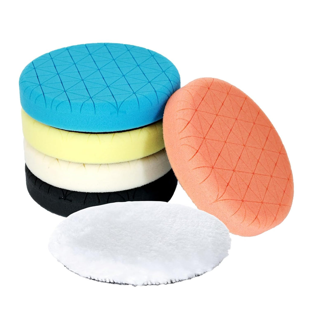 6Pcs 6 Inch Buffing Polishing Pads and Wool Pad | Buffing Sponge Pads Cutting Polishing Pads Kit for Car Buffer Polisher, Polishing and Waxing