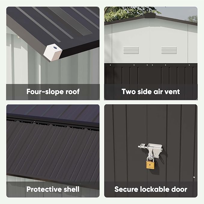 Patiowell 10 X 12 FT Barn Style Metal Storage Shed - Image 5