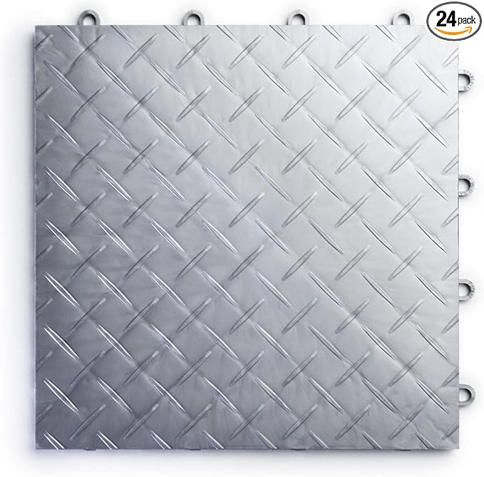 Big Floors RaceDeck Diamond Plate Design, Durable Interlocking Modular Garage by BigFloors