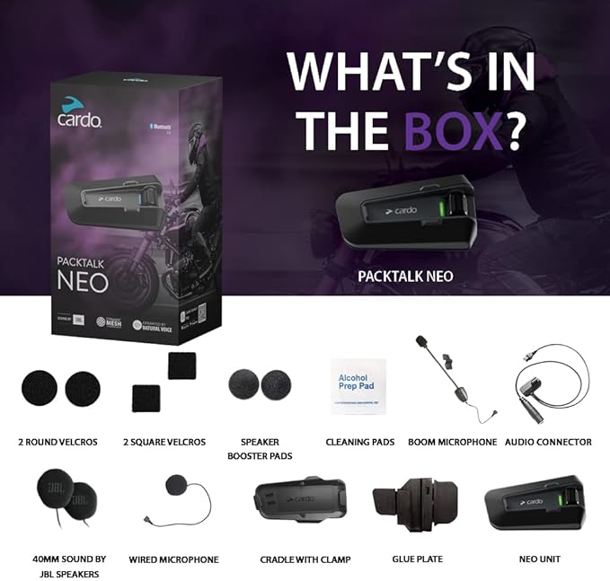 Cardo Packtalk Neo Motorcycle Helmet Communication Intercom System, Waterproof - Image 7