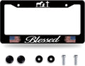 Blessed American Flag License Plate Frame Cross Pray by BRAGHRTED