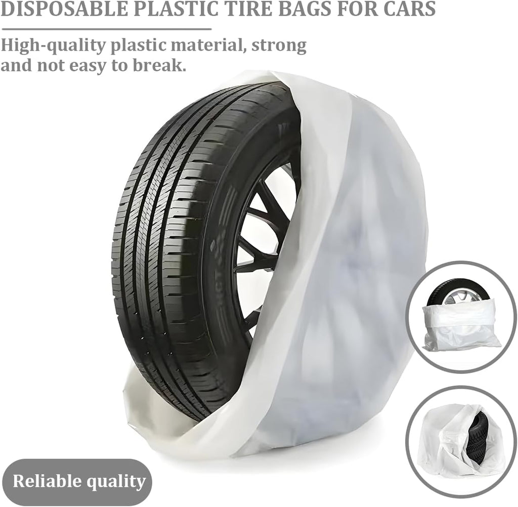 Norkmdi Car Tire Storage Bag, 4PCS 11.81" × 15.75" Extra-Large Waterproof Dustproof Vehicle Spare Tire Store Protect Cover, Polyethylene LDPE Plastic Auto Tyre Storage Cover, Universal Fit