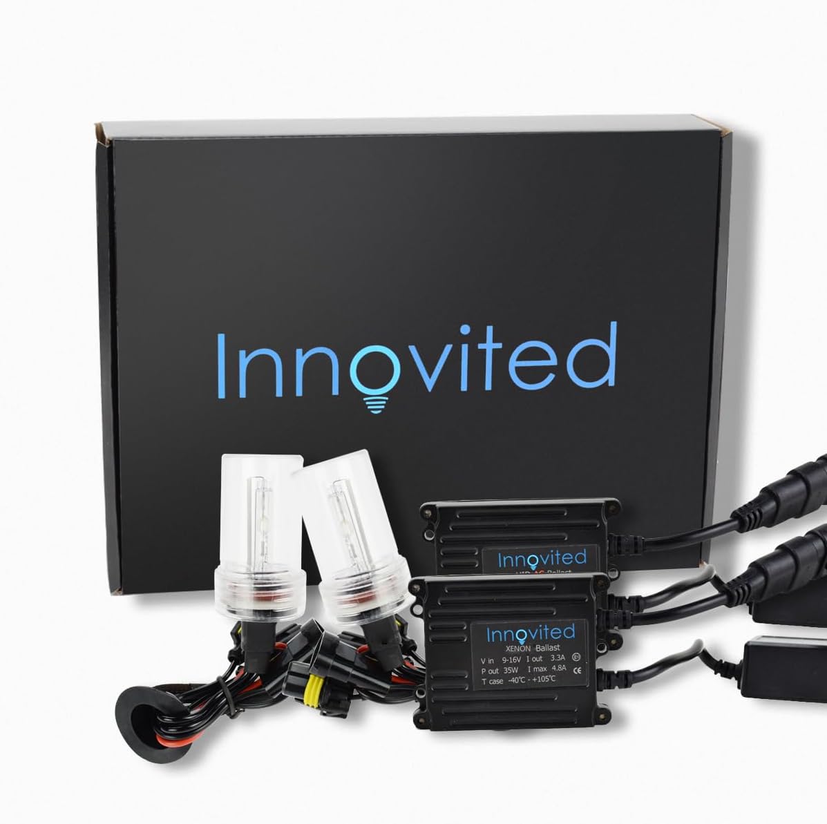 Innovited H11 H9 H8 6000K HID Xenon bulb bundle with 2 x 35W Slim AC Digital Ballast - Diamond White