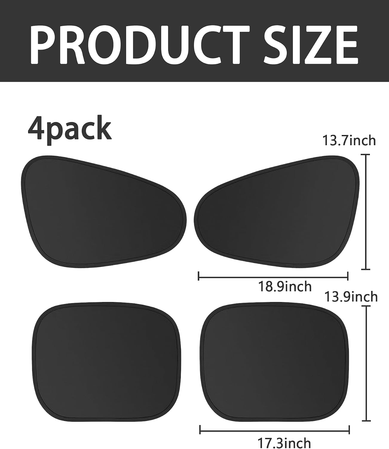 4-Pack Car Window Shades – Static Cling Side Window Covers for Solar Light Filtering, Automobile Sunshade Set for SUVs, Trucks & Sedans