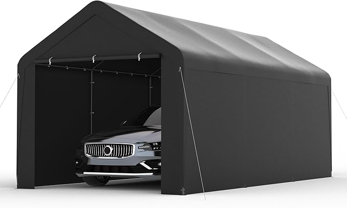 Carport 10x20 Heavy Duty Portable Garage w/Removable Sidewalls & Roll-Up Door - Image 8