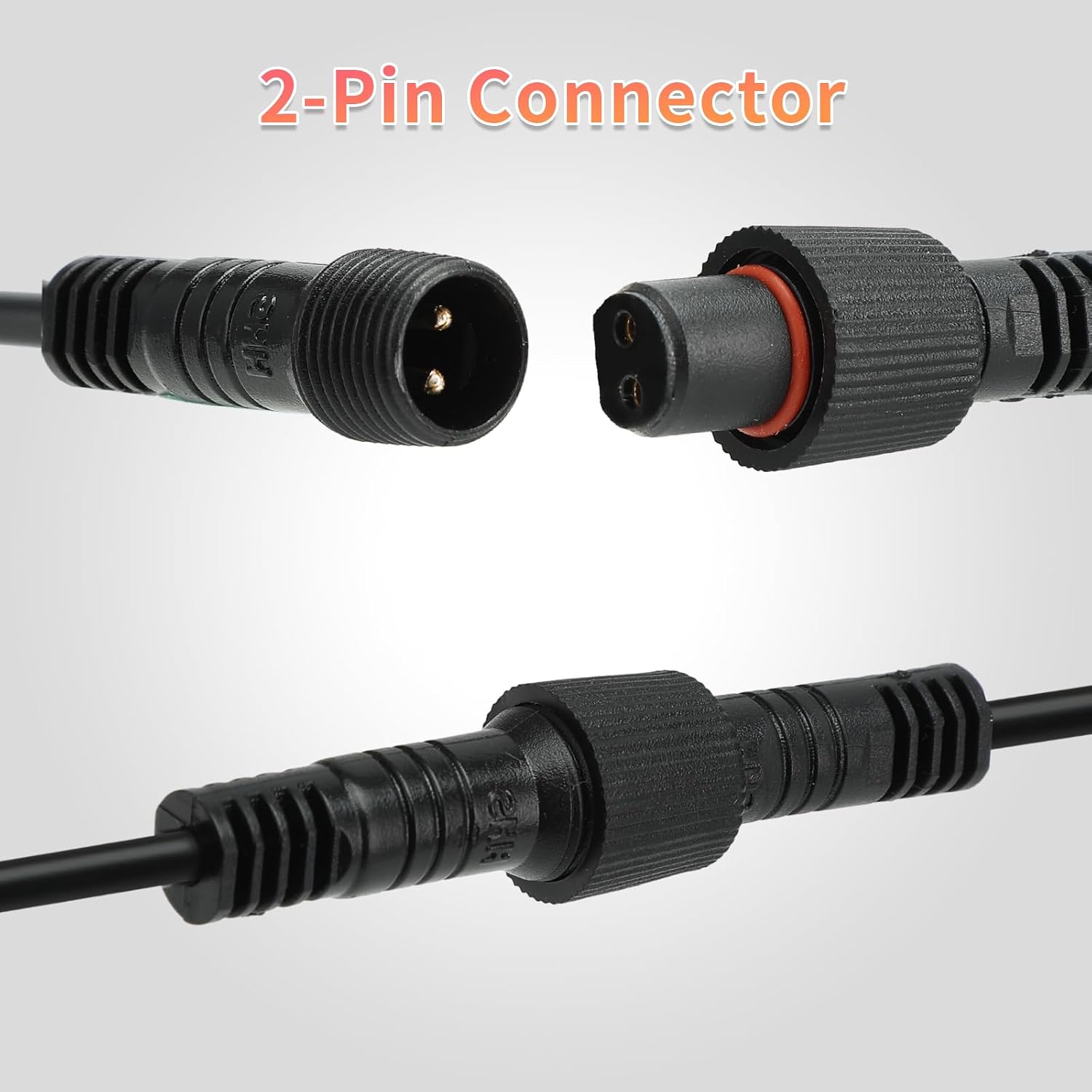 4PCS 78 inch/6.56FT 2-Pin Metal White LED Rock Lights Extension Cable Wire Cord Set, Underglow Lights IP68 Waterproof Neon Light for Trucks Jeep Golf Carts SXS UTV ATV Car RV