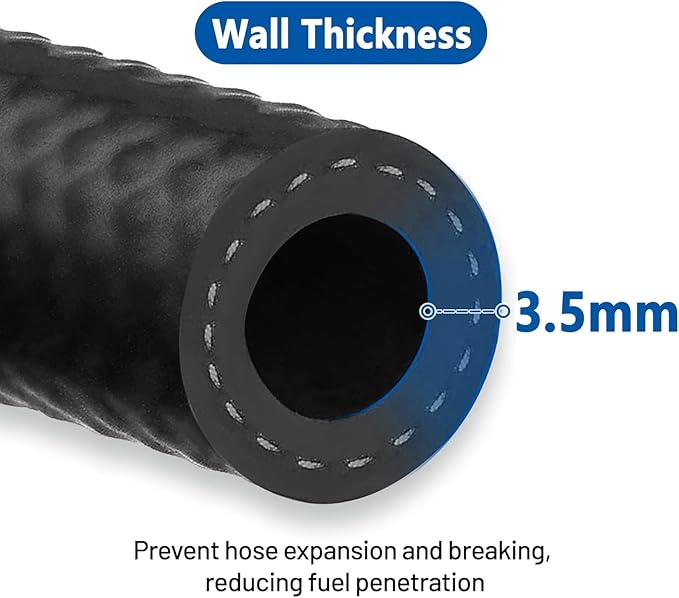 LokoCar Rubber Fuel Hose Line Push Lock 1/2" ID SAE 30R7 NBR 25ft 300PSI Black - Image 4
