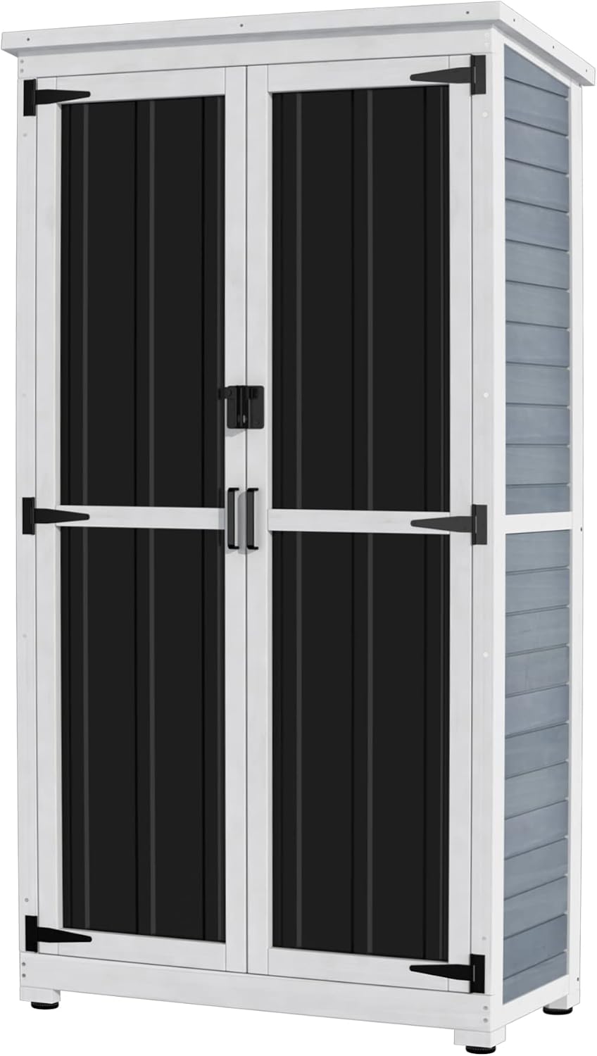 gdlf outdoor storage cabinet, wood & metal garden, main product view