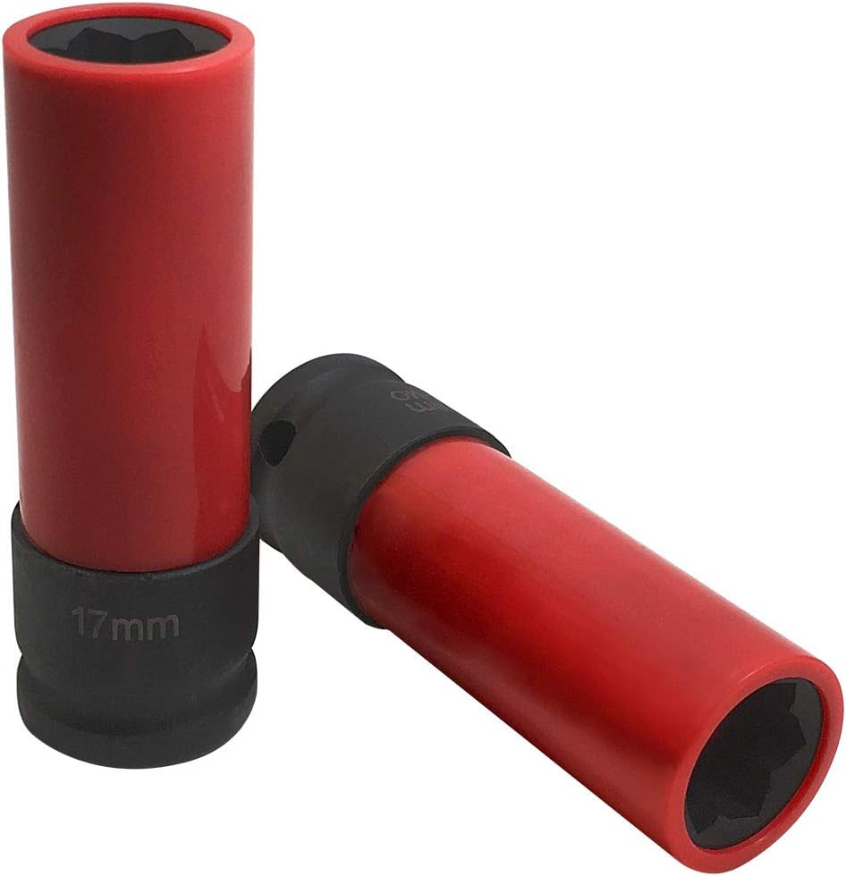 Lug Nut Socket, Flower Design, Manufacturer Part Number: 4218, Red & Black Wheel Lug Nuts Socket