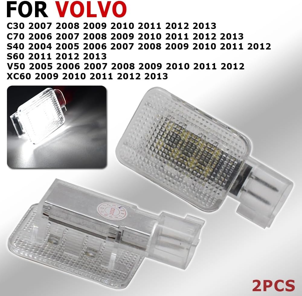 1 Pair White Led Footwell Glove Box Compartment Lamps For Volvo S60 V60 XC60 C30 C70 V50 S40 30722729 2459993 1286346
