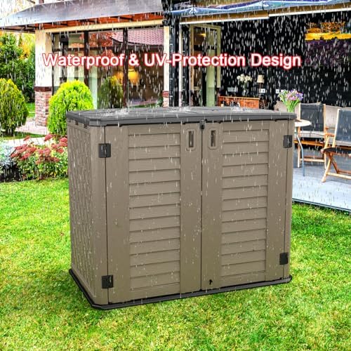 kinying outdoor storage shed - horizontal storage cabinet, side view