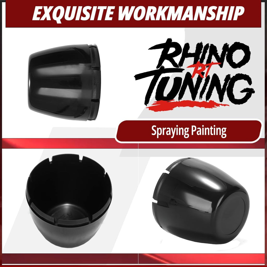 RTRHINOTUNING 4 PCS Fits 3.75" Rim Bore Dome Center Caps 3-3/4" Wheel Center Cap, OD: 3.82"(97 mm) ID: 3.7"(94 mm) Hub Cap Black