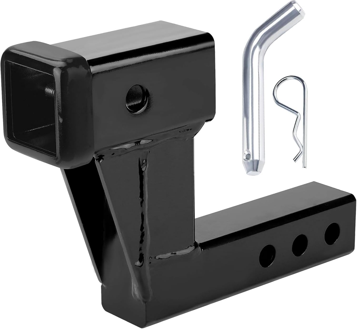 munirater Replacement for Trailer Dual Hitch Extender Adapter with 6-inch Rise Drop 2-inch Receiver 2-inch Solid Shank 5/7/9 Extension Length 7500lbs Capacity