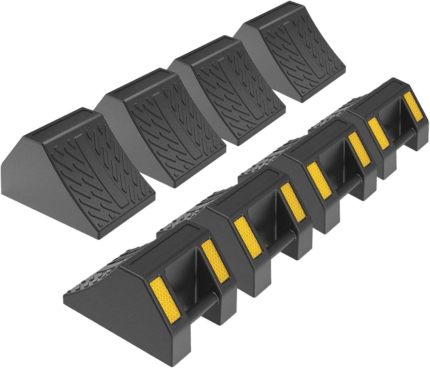 Heavy Duty Rubber Wheel Chocks 8 Packs, Premium Wheel Stopper for Car, Travel Trailers, RV, Truck, and ATV (4 Inch - 8Pack)