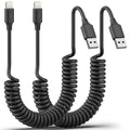 Coiled Lightning Cable 3FT for Car 2Pack, Stretchable iPhone Cord Fast Charging by Unknown