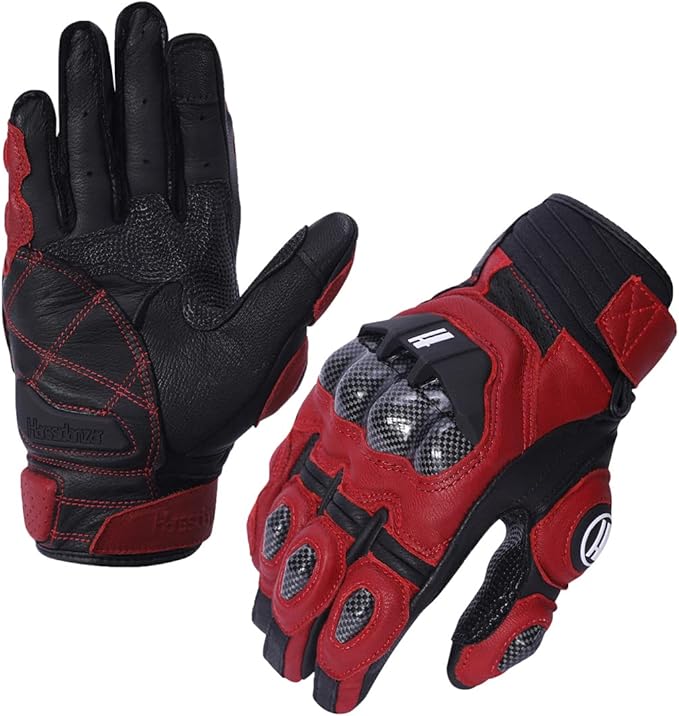 Harssidanzar Breathable Leather Motorcycle Gloves Touchscreen - Image 5