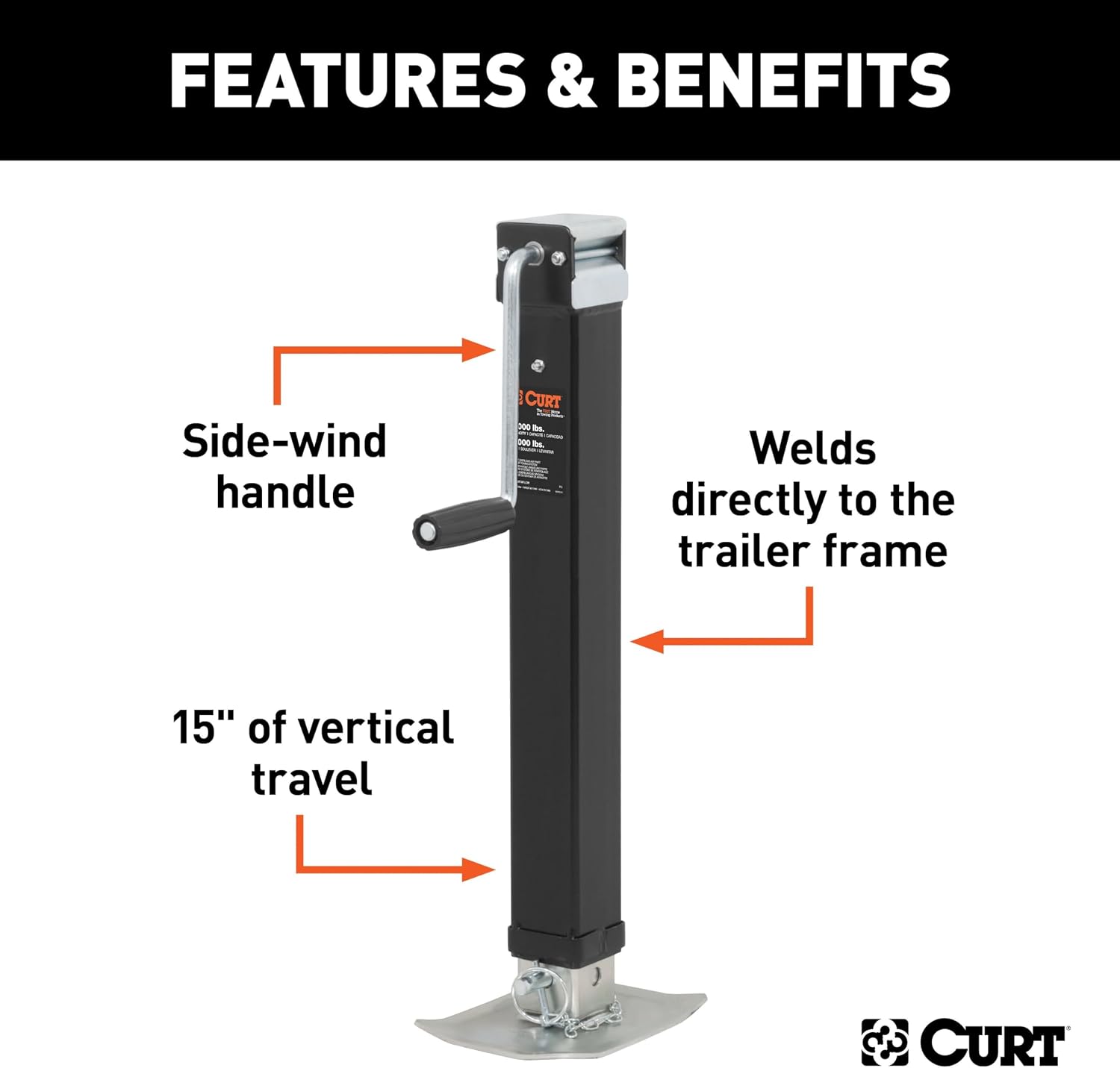 Curt 28575 Side Wind Heavy Duty Drop Leg Jack