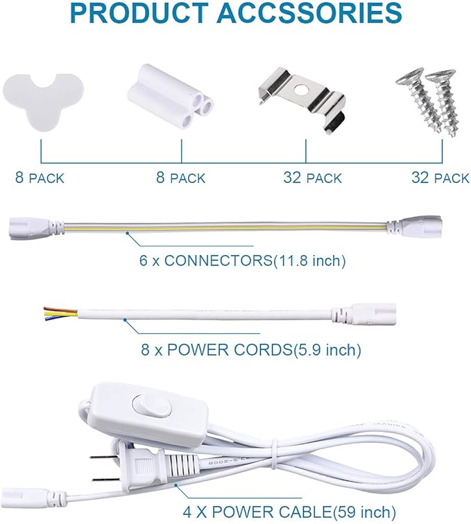 8Ft LED Shop Light Fixture, 120W Integrated LED Tube Light, 6000-6500K - Image 2