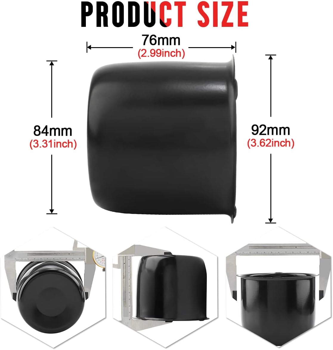 RTrhinotuning 1PC 3.31" Push Through Center Cap Chrome Trailer Wheel Center Cap Truck SUV RV Wheel Rim Conre 3.03" Tall