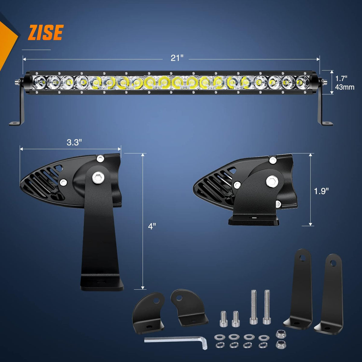 nilight - 40004c-a led light bar 21inch 100w, close-up detail