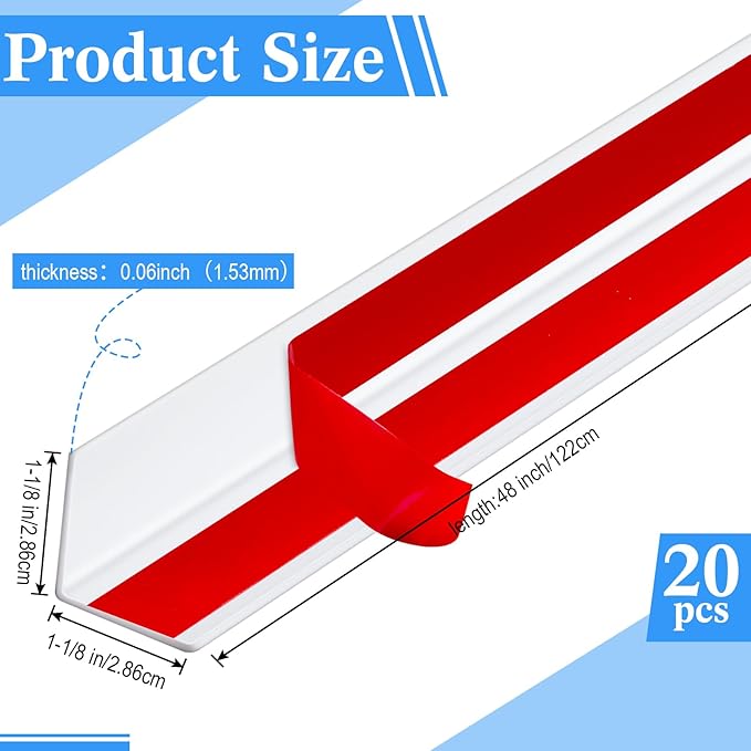 Sasylvia 20 Pcs Wall Corner Protector Guards, 1-1/8 x 48 Inches Self Adhesive - Image 2