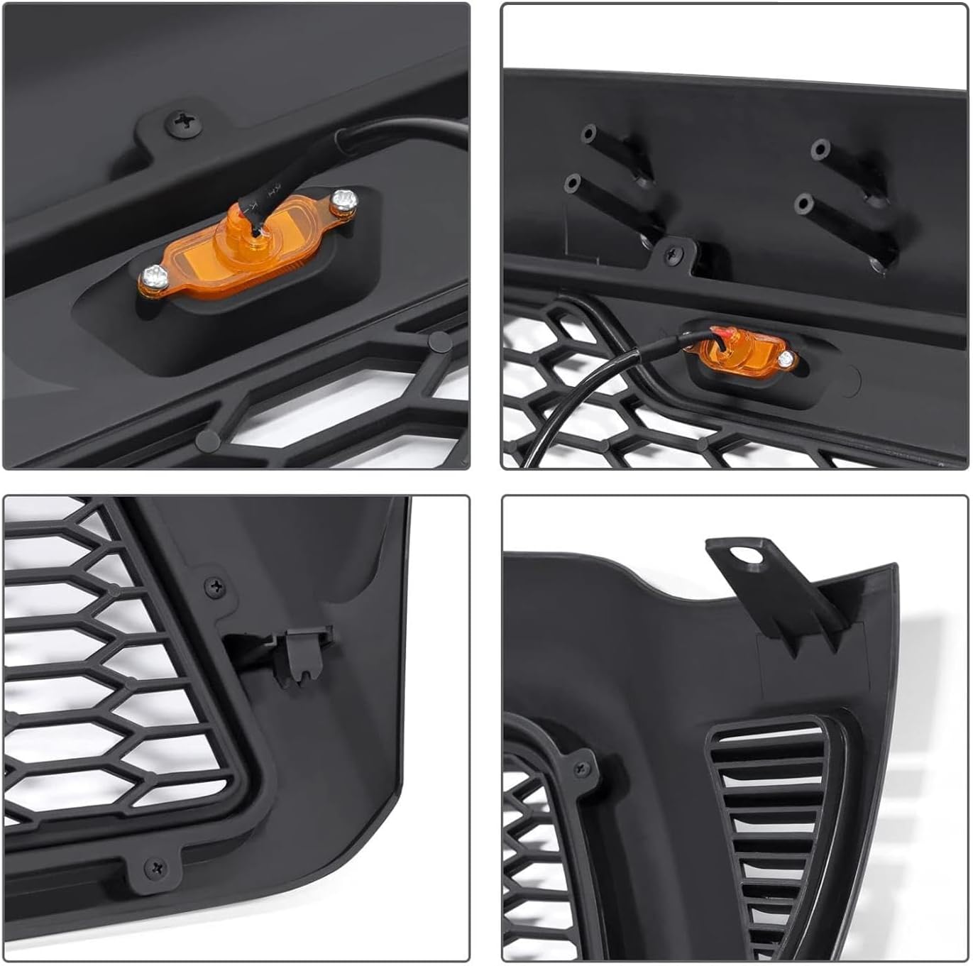 Mesh Front Grill with Amber LED, Compatible with The Following Models: Toyota Tacoma 2005-2011, Matte Black Shell TRD Pro Aftermarket (Parrilla para Tacoma)