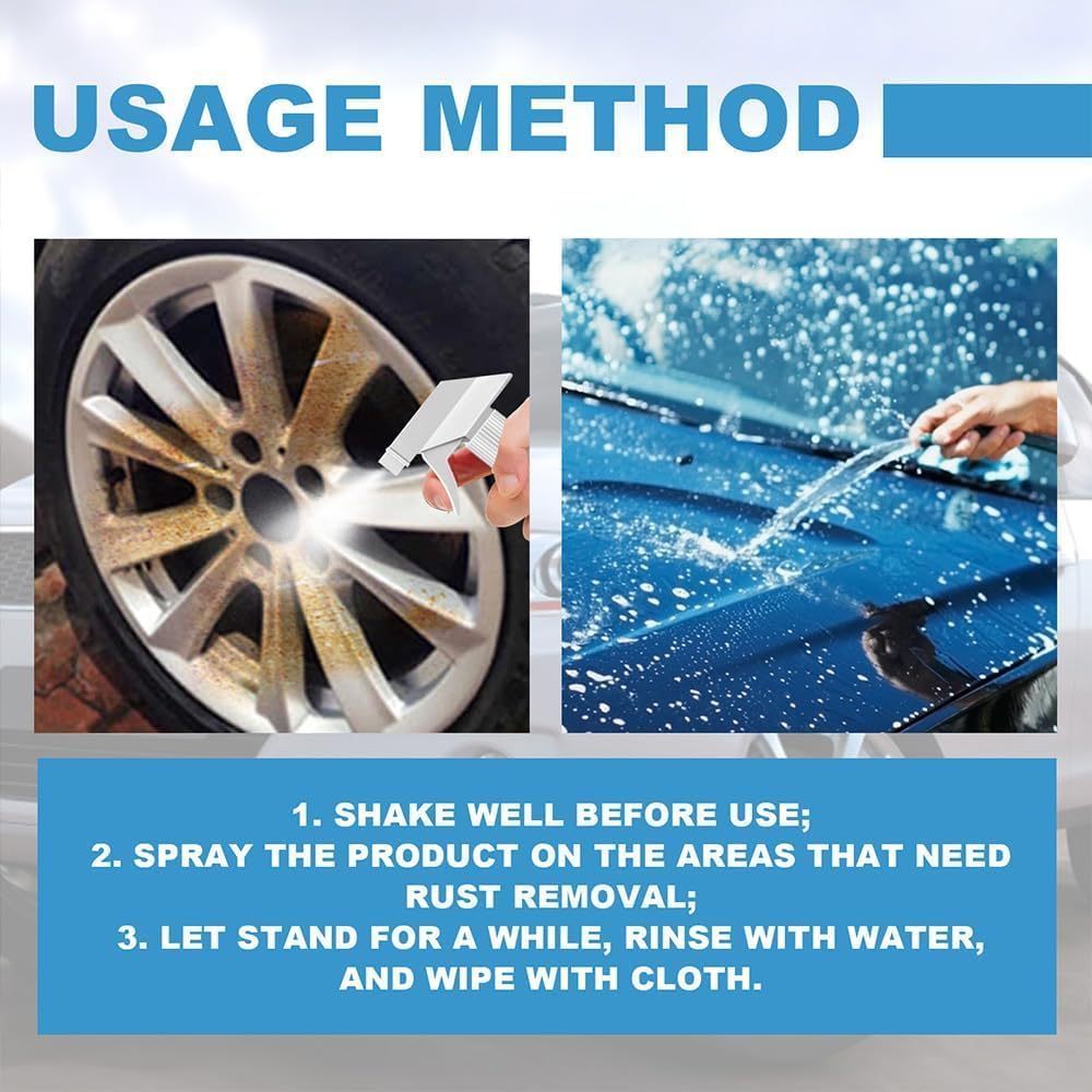Car Rust & Iron Particle Remover Spray,Multi-functional rust remover, used for automotive tools, can remove surface rust and particles.（3pcs） (3PCS)