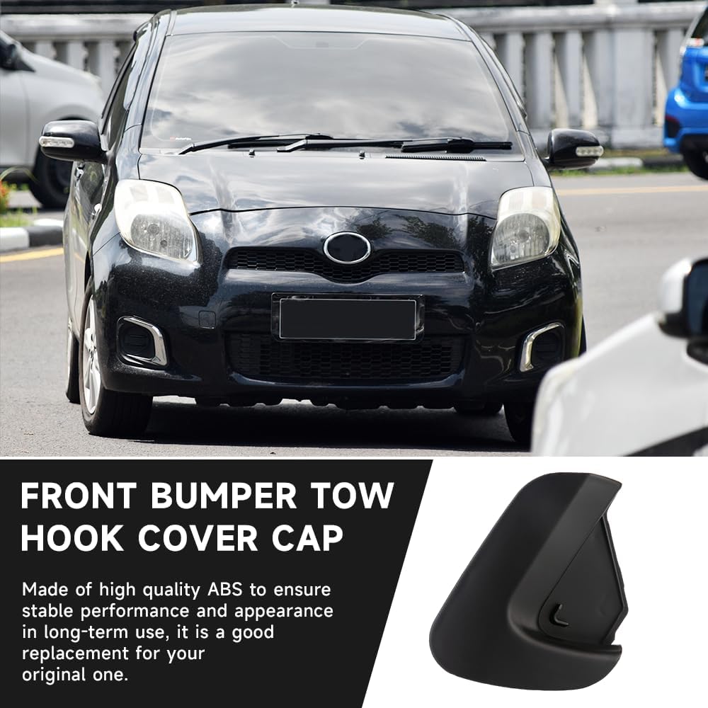 Unpainted Front Right Bumper Tow Hook Cover Cap for Toyota Yaris 2012-2014 | Durable and Sturdy | 52127-52931, 52127-0D917 | Tow Hook Eye Hole Cover Cap - Black