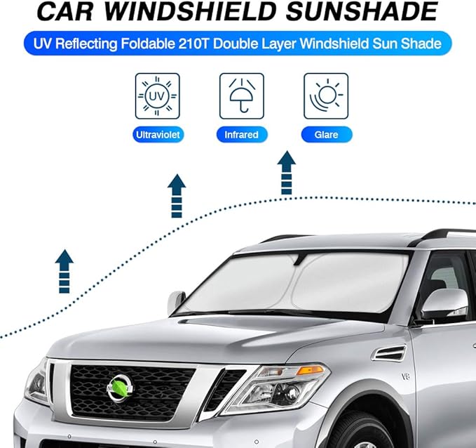 KUST Windshield Sun Shade for 2017-2024 Nissan Armada Accessories Custom Fit - Image 2