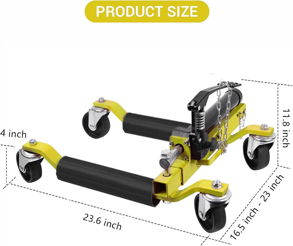 Garvee Car Wheel Dolly Set of 4, 1500 LBS Capacity Car Dolly with Hydraulic Tire Jack for Vehicle Positioning for Truck Rv Trailer, Yellow