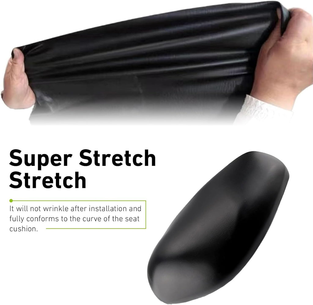 Motorcycle Seat Cover, 39.37" x 27.56" Leather Elastic Scooter Seat Cover Replaced, Universal DIY Seat Protector for Motorcycle, Scooter or Electric Vehicle (Black)