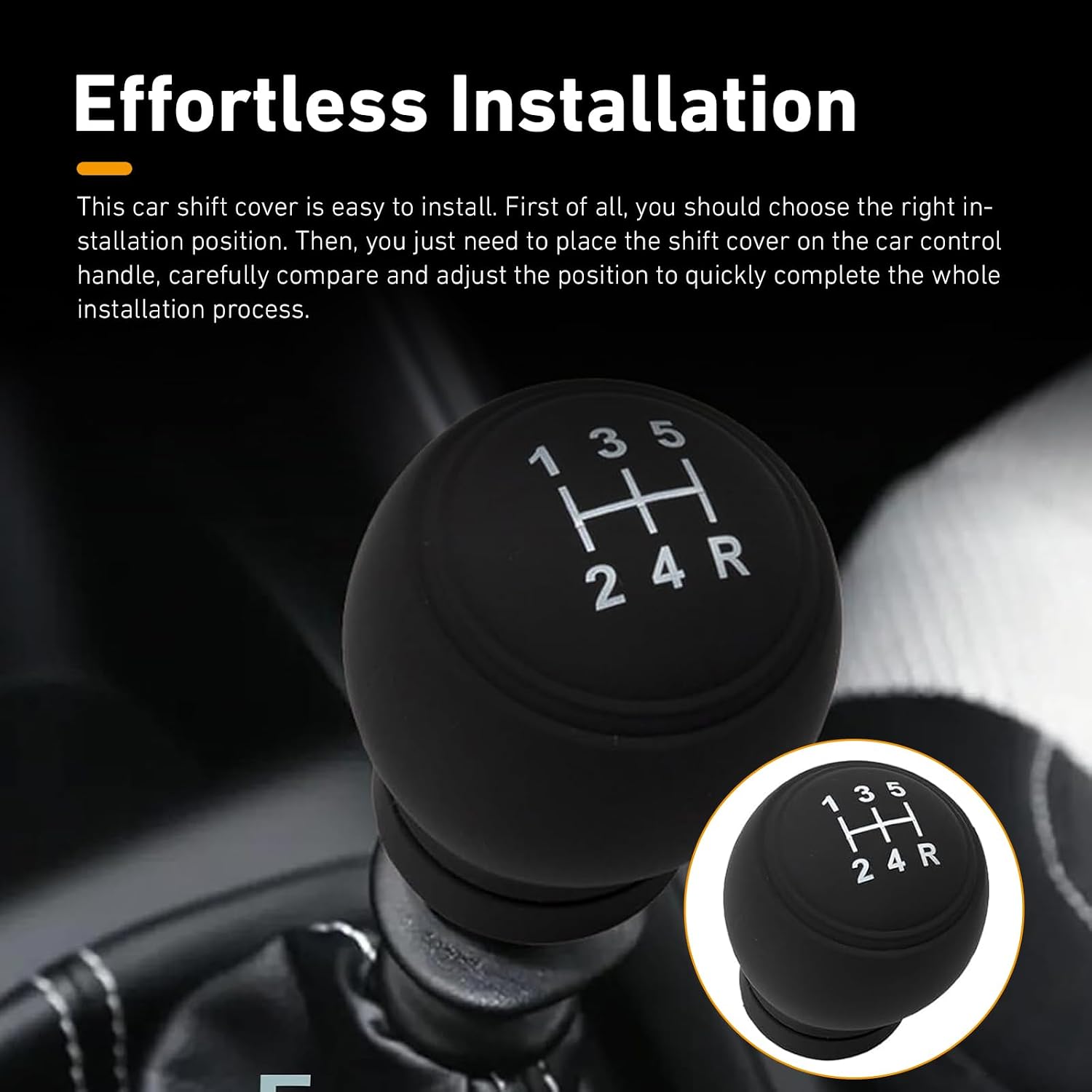 Gear Shift Knob Cover, Silicone Anti-Slip 5-Speed 6-Speed Manual Shifter Protector, Universal Car Interior Accessories for Most Vehicles (5-Speed Right)