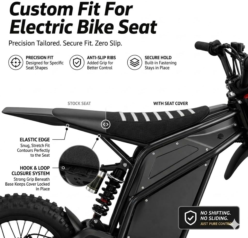 Dirt Bike Seat Cover for Heybike Villain,Non Slip Rubber Striped Gripper Cushion Pad Replacement for Electric Pit Moto Ebike Heybike Villain