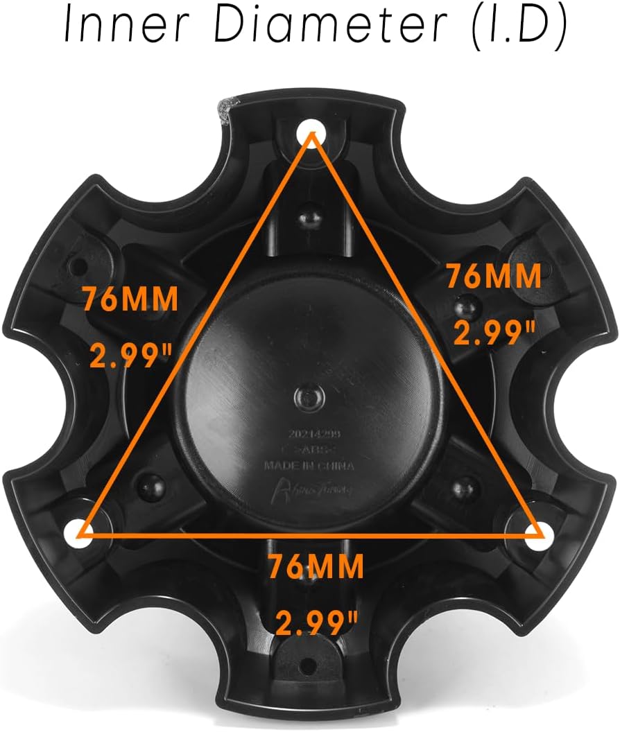 5.55in Wheel Center Caps for Ballistic Center Hubcaps, 4 Pack Matte Black Color Center Cover Replacement, 6 lugs