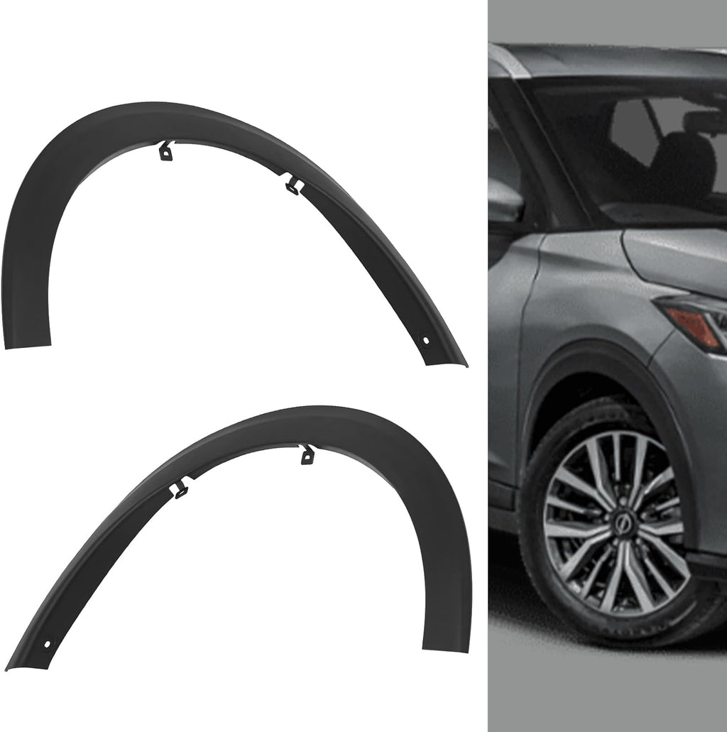 Front Left & Right Fender Flare Molding Trim for 2021-2024 Nissan Kicks S SV SR 1.6L, Pair Driver & Passenger Side Wheel Arch Trim, Replacement 638115RY0A 63810-5RY0A (A pair)