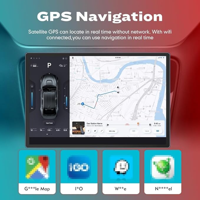 Kunfine Car CarPlay Android Auto Navigation Stereo GPS Radio Camera Display - Image 4