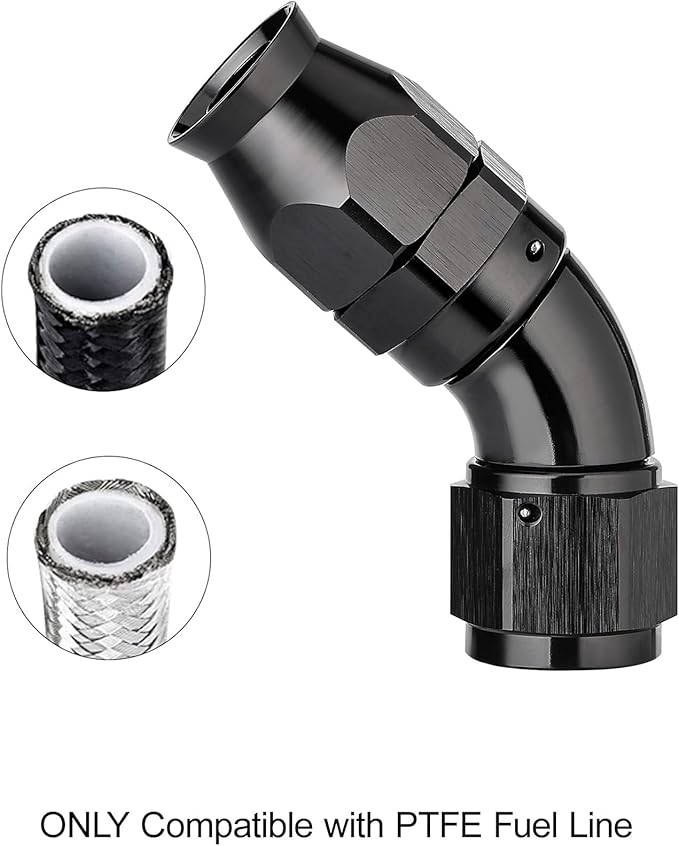 EVIL ENERGY 12AN 45 Degree PTFE One Piece Full Flow End Hose Fitting Aluminum