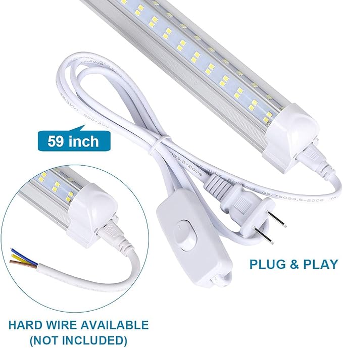 4FT LED Shop Light, 25 Pack, 60W 6000K 9500LM Clear White, Linkable Integrated - Image 3