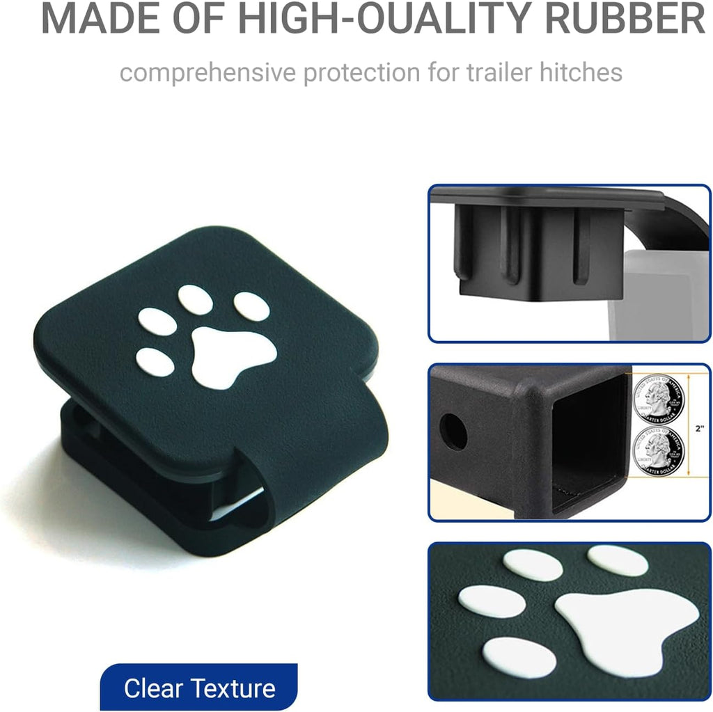 2 Inch Trailer Hitch Cover, Dog Paw Rubber Dustproof Waterproof Plug, Tow Hitch Square Mouth Receiver Plug Protector, Tow Hitch Cover for Most Vehicles, SUV, RV, Pickup, ATV (Buckle Type)