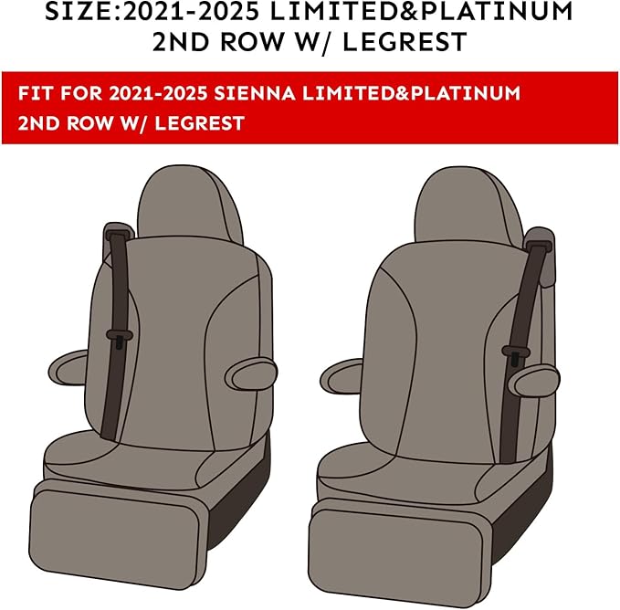 EKR Sienna Seat Covers for 2021-2025 Toyota Sienna Limited, 2nd Row Captain - Image 2