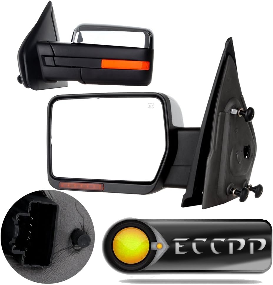 A Pair Heated Towing Mirrors Fits 2004-2014 for Ford for F150 Pickup, Power Adjusted View Mirror with Turn Signal Indicator