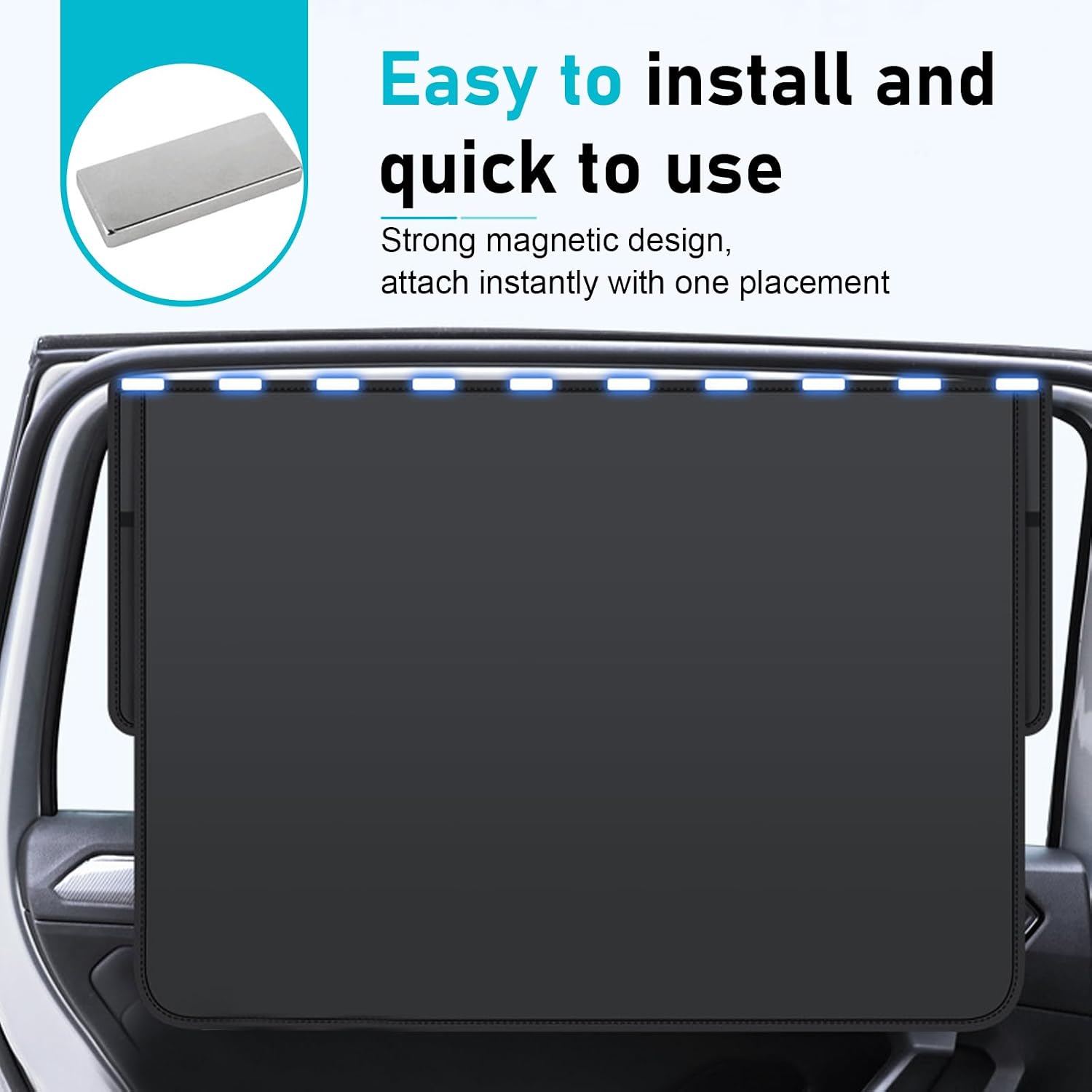 4 PCS Car Window Shades, Magnetic Privacy Sun Shade for Side Windows, Adjustable Blackout Car Window Covers, Universal for Most Vehicles (Black)
