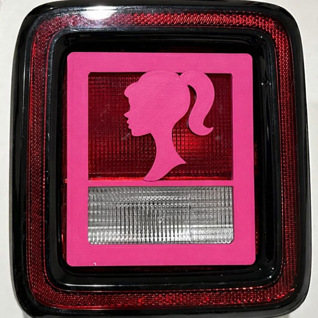 Princess Head in 3D - V Colors For Jeep Wrangler JK/JKU/JL Rear Tail Light Covers 2019-2026 Non Led Version - Peace Love Flowers Sunflowers Sunflower Crown Girl Silhouette (Pink)