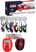 Pit Posse PP3350S Dual Helmet Rack and Goggle Rack 6 Mount Hanger Organizer Holder - Made in USA - Motorcycle MX Offroad Dirt Cabinet Shop Garage Enclosed Race Car Trailer Storage Accessory (Silver)