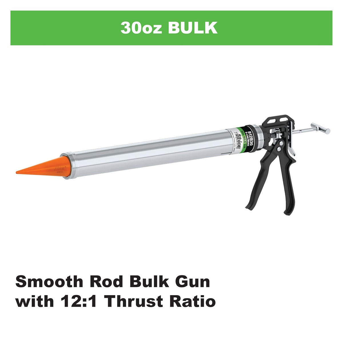 albion engineering b12b30 b-line manual bulk caulking gun shown in use