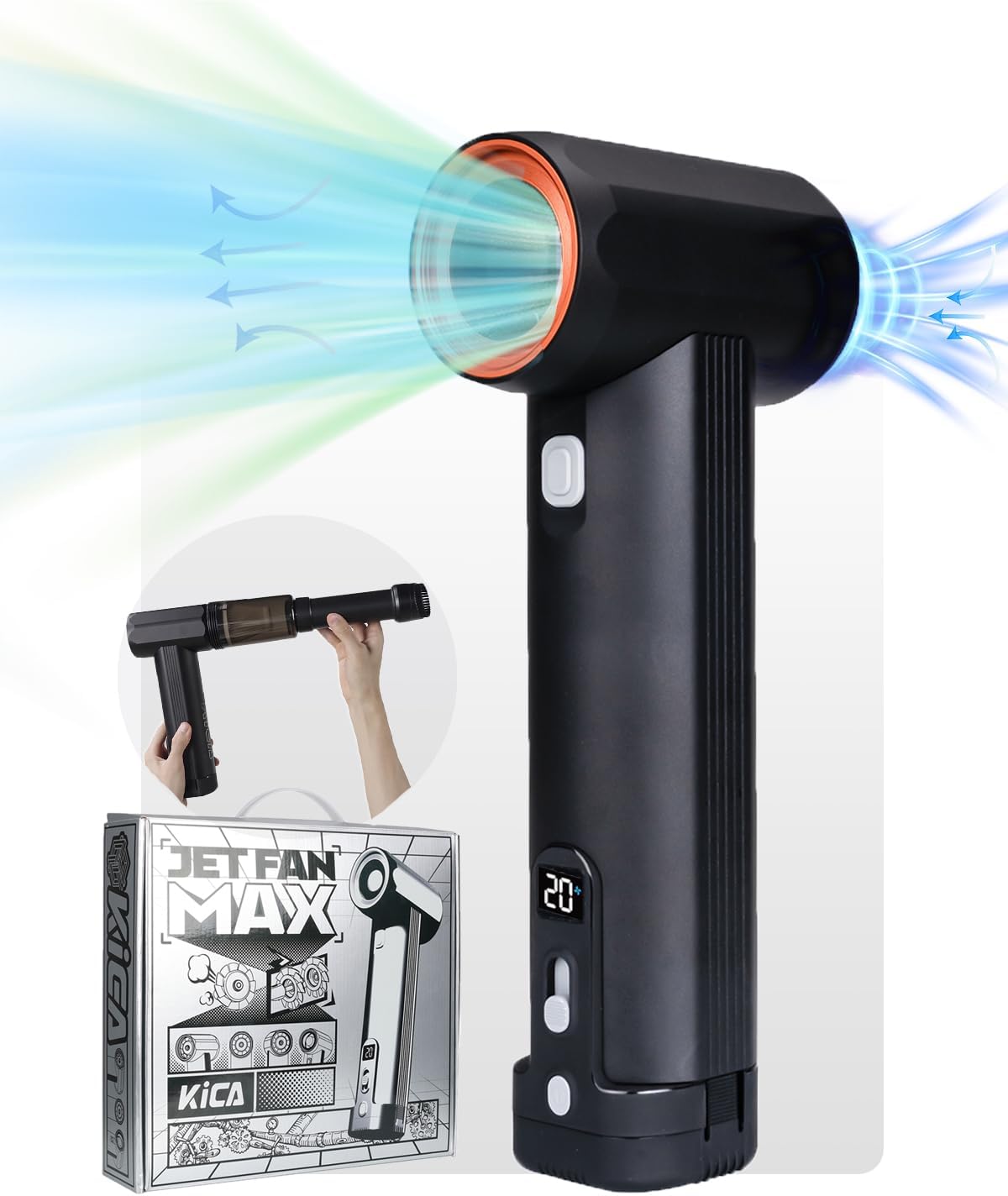 Jet Fan MAX - KiCA Jetfan Car Air Blower and Vacuum Turbo Fan, Electric